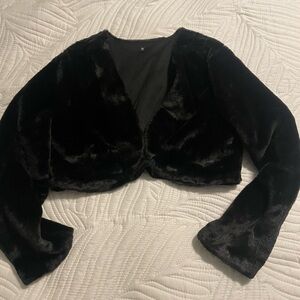 Black Faux Fur Cropped Jacket